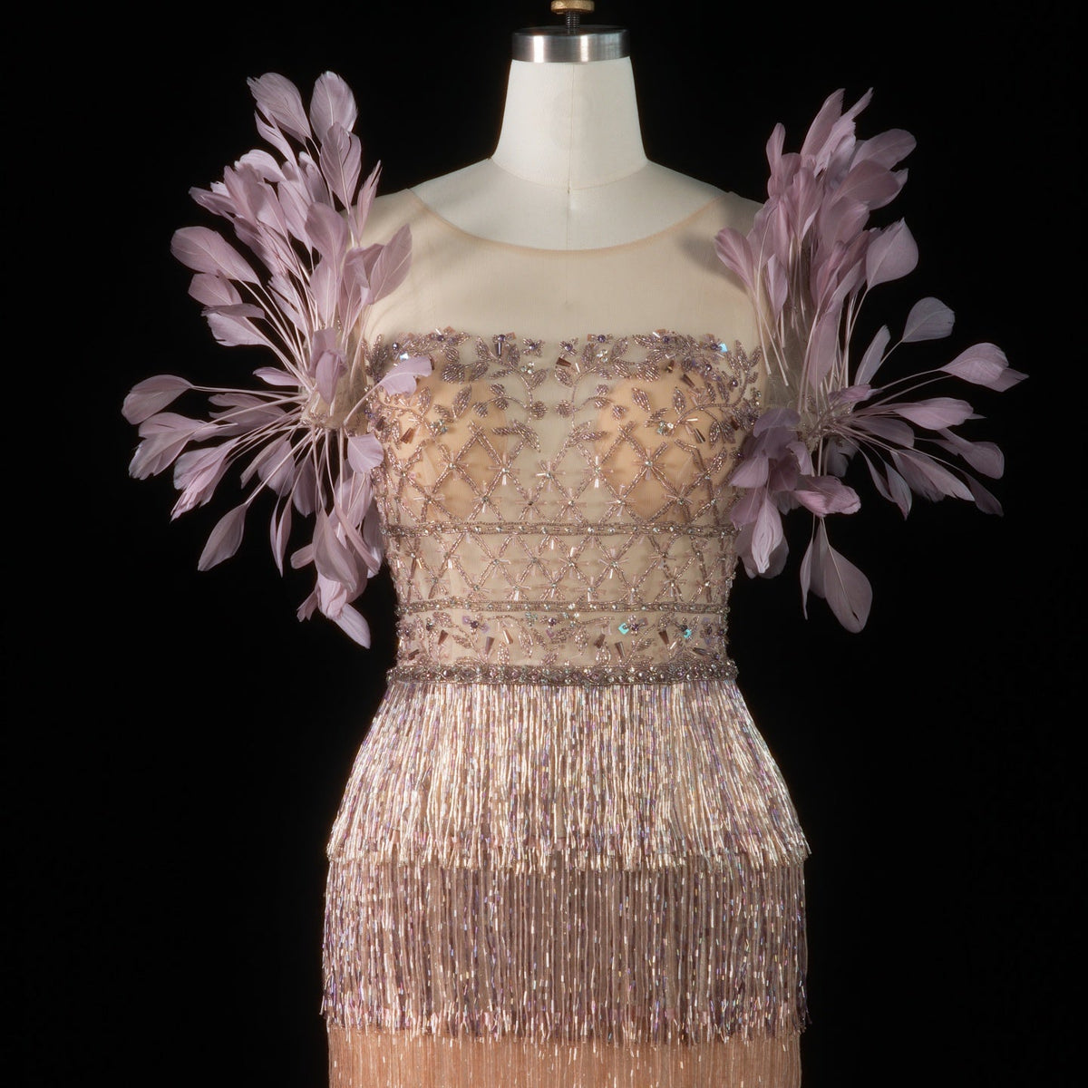 Luxury Feathers Tassel Lilac Evening Dress SS379 