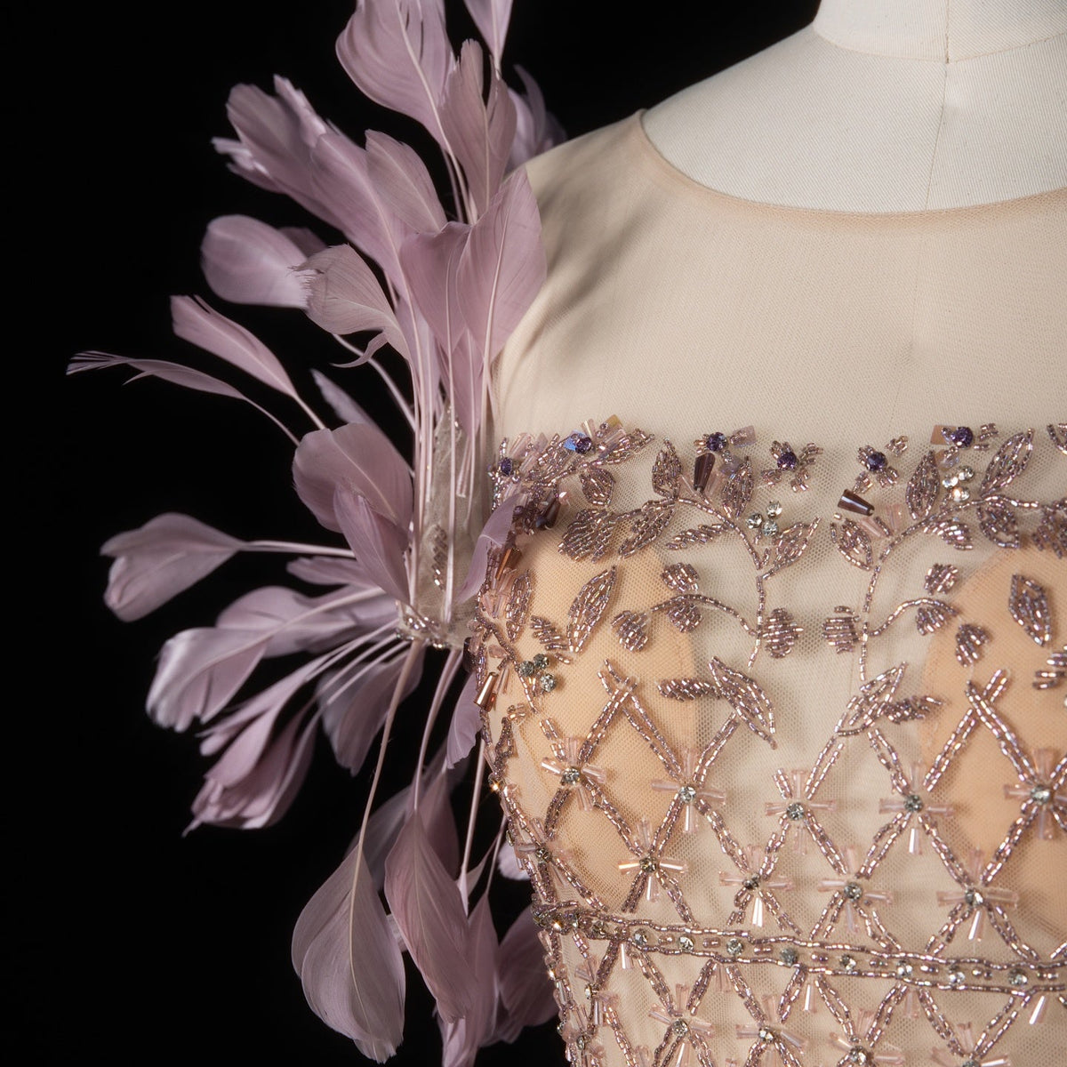 Luxury Feathers Tassel Lilac Evening Dress SS379 