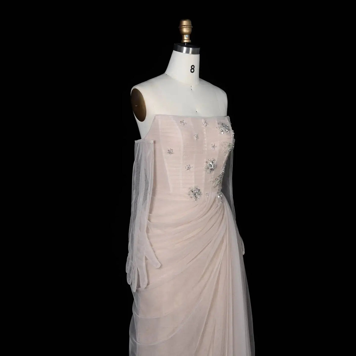 sheer dress nude Gianna Rhinestone Pearl Mesh Formal please consult our rush service options Luxury Nude Sheer Tulle Evening