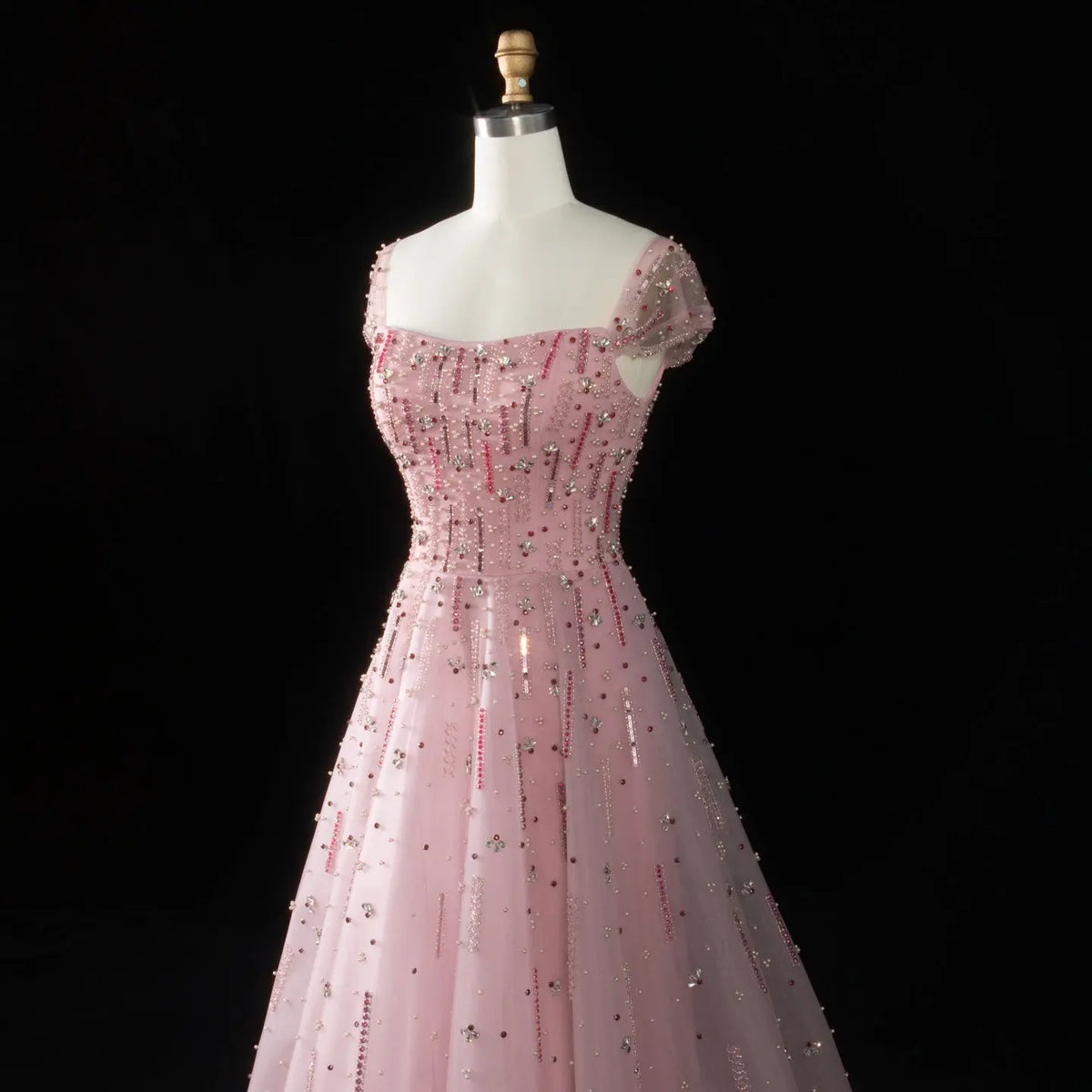 Elegant Pink Sequin Beaded Off Shoulder Evening Dress SS226 