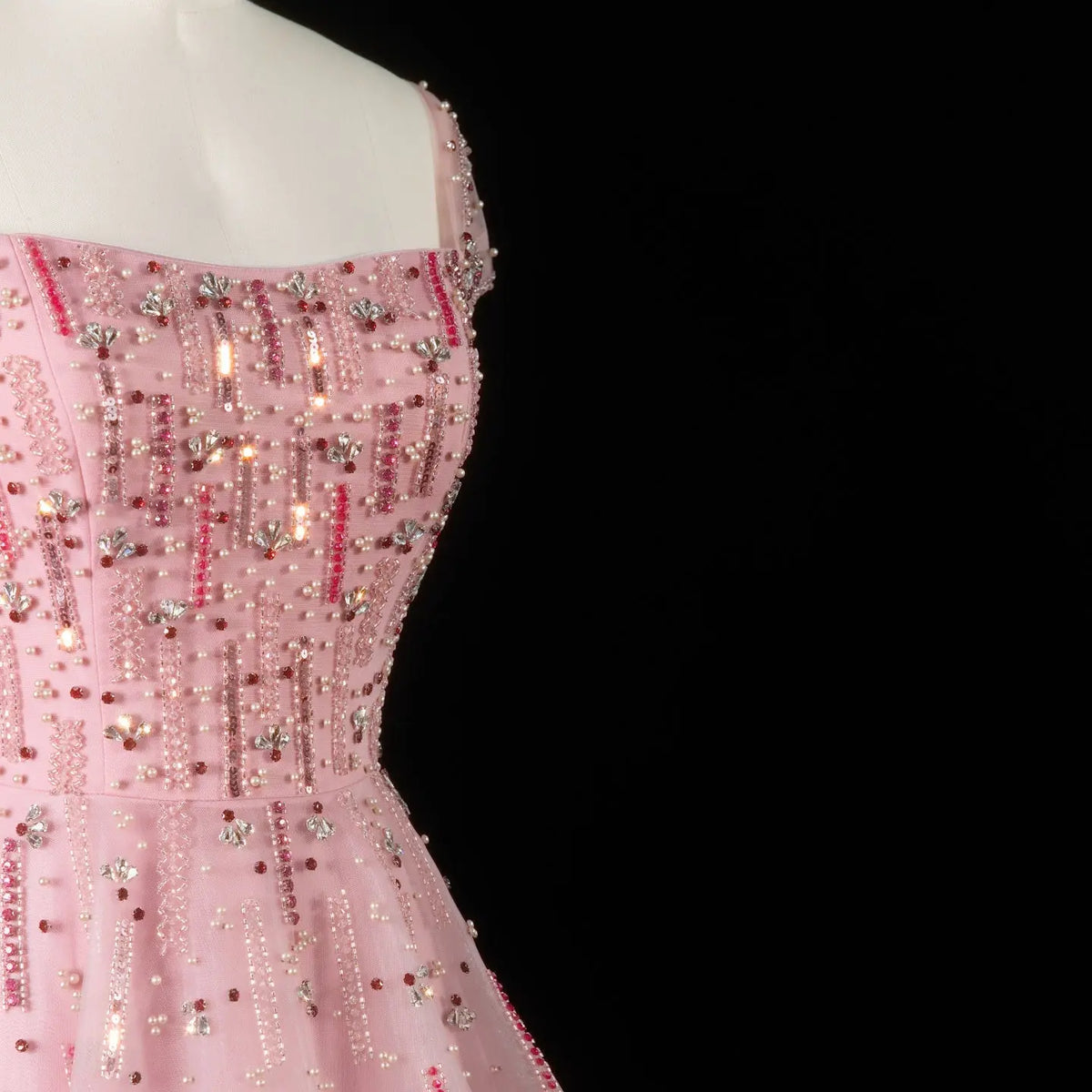 Elegant Pink Sequin Beaded Off Shoulder Evening Dress SS226 