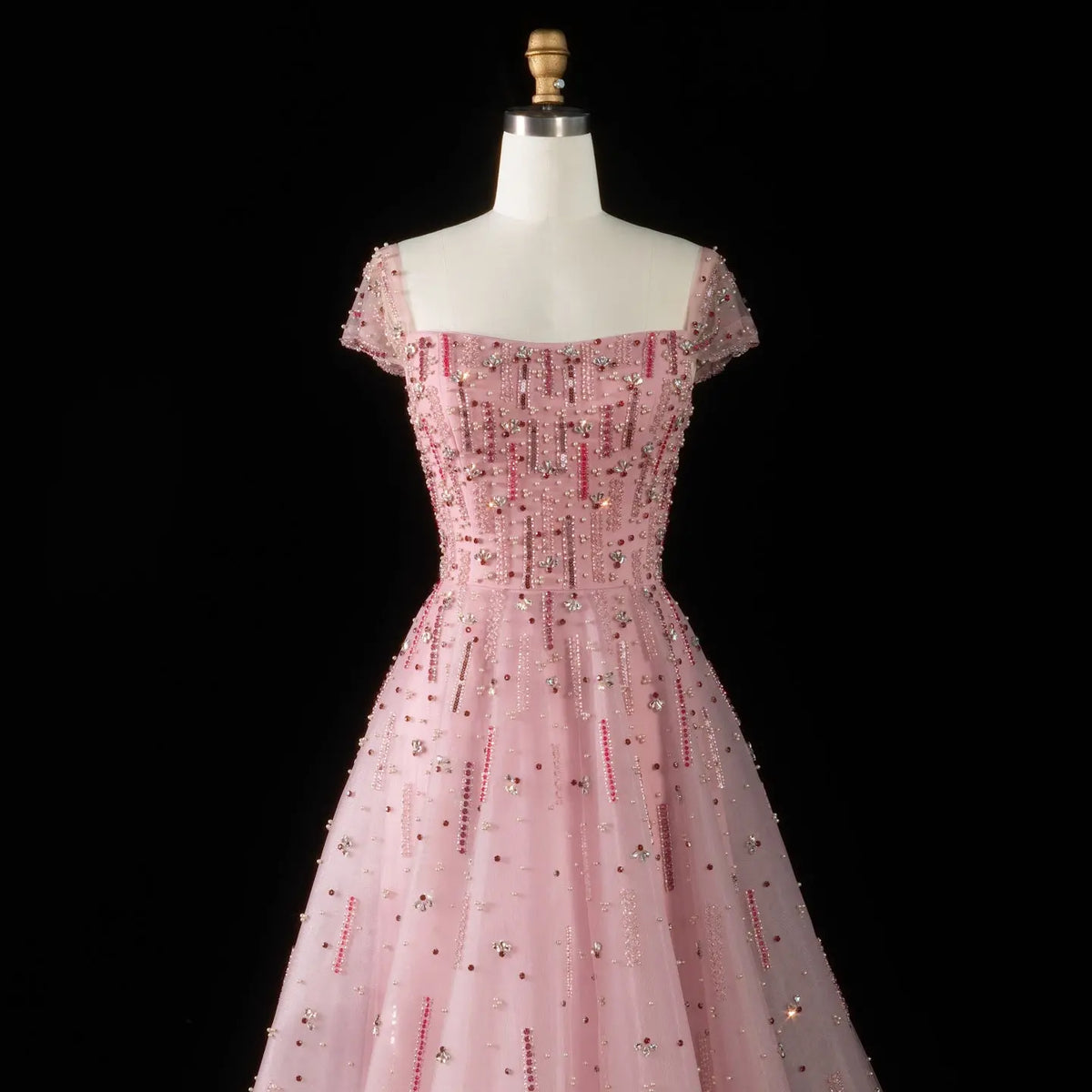 Elegant Pink Sequin Beaded Off Shoulder Evening Dress SS226 