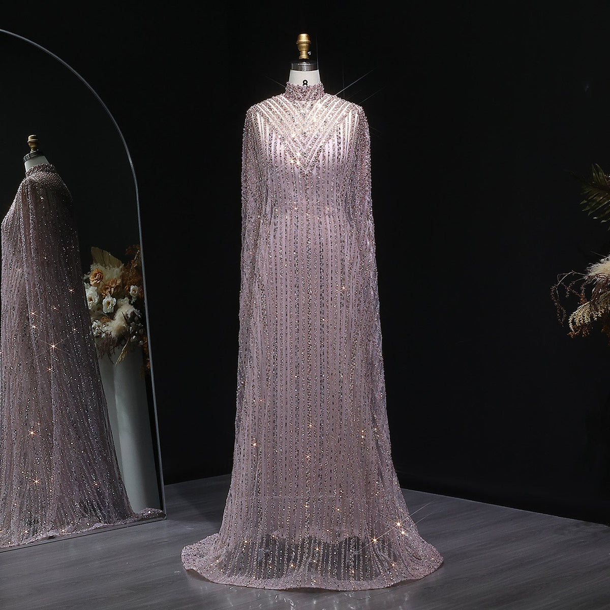 Luxury Dubai Kaftan Arabic 2 Pieces Evening Dress SS691  Pink / US 20