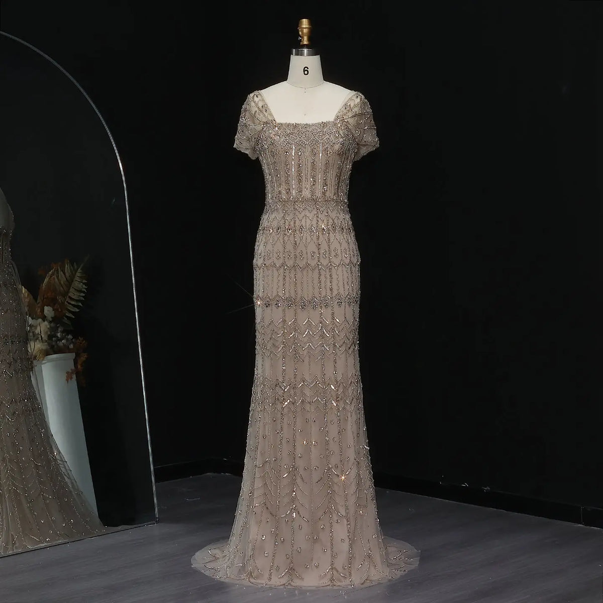 Luxury White Beaded Short Sleeves Evening Dress SS291 Luxury White Beaded Short Sleeves Evening Dress SS291