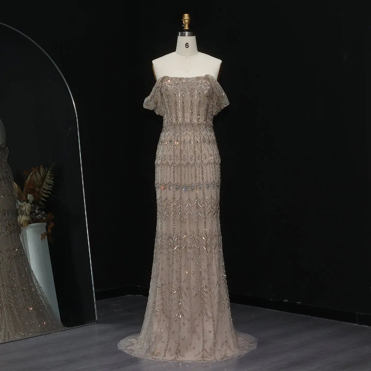 Luxury White Beaded Short Sleeves Evening Dress SS291 Luxury White Beaded Short Sleeves Evening Dress SS291