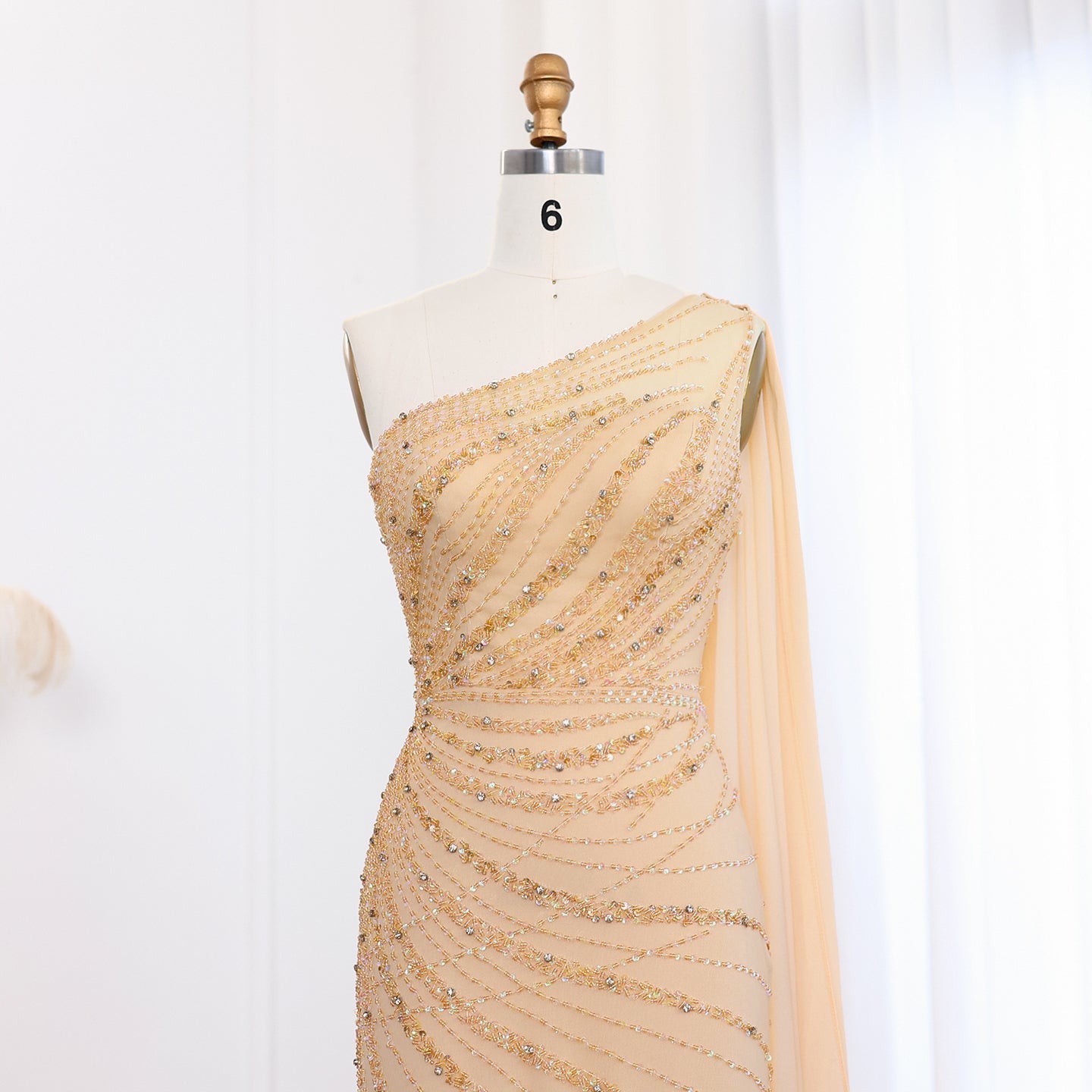 Luxury Feather Turquoise One Shoulder Evening Dress SS498