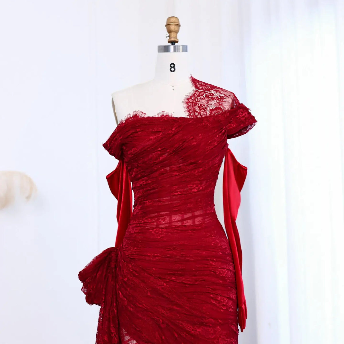 Elegant Lace Black Dress with Gloves SF017 