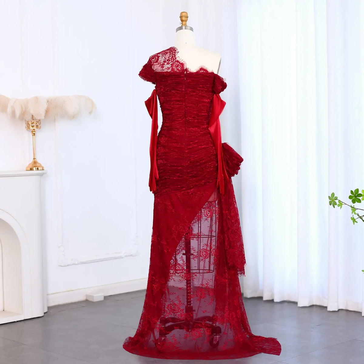 Elegant Lace Black Dress with Gloves SF017 Elegant Lace Black Dress with Gloves SF017