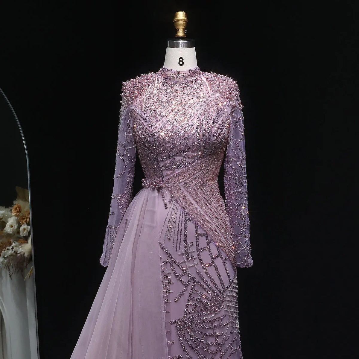 Glamorous Beaded Turquoise Evening Dress with Overskirt SS064 