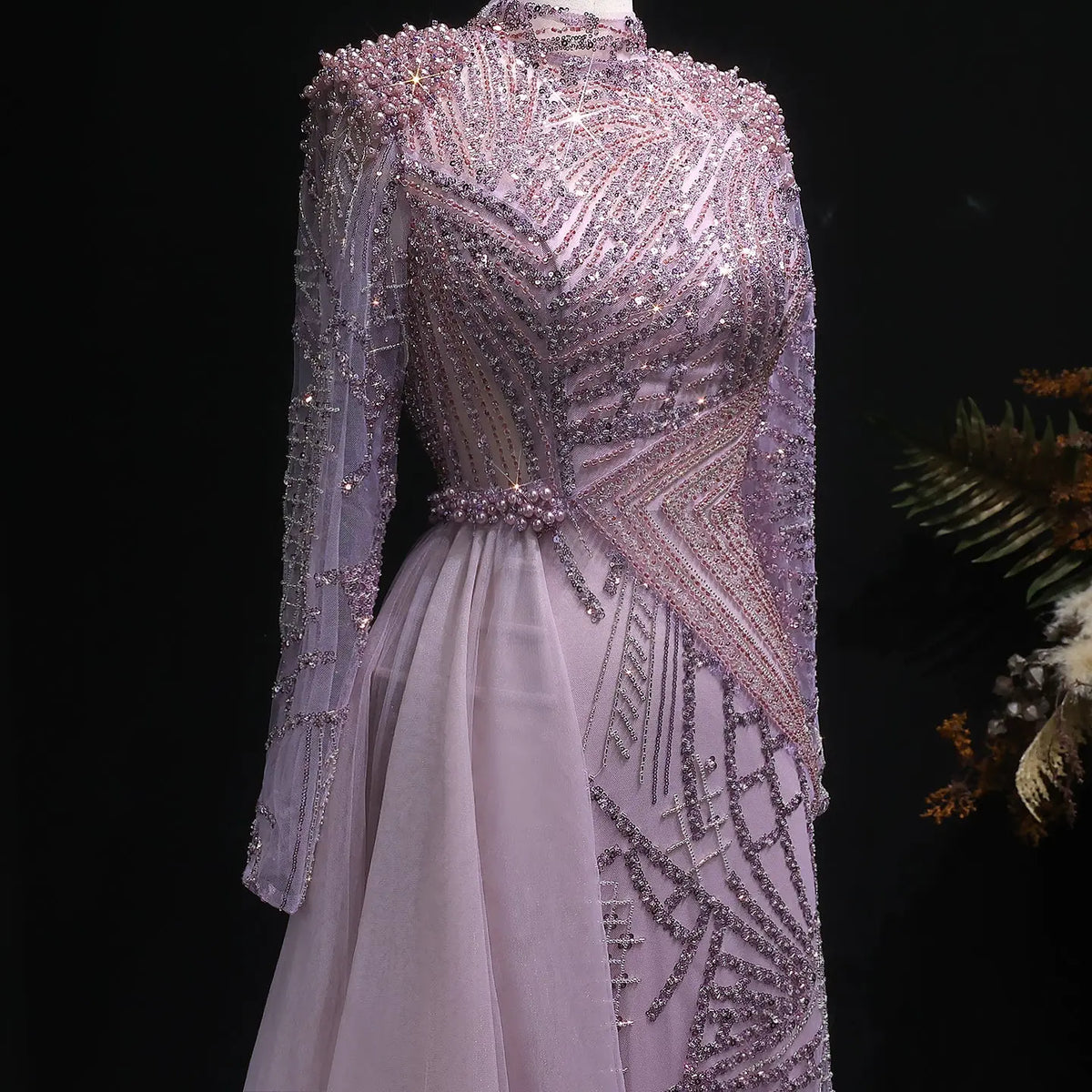 Glamorous Beaded Turquoise Evening Dress with Overskirt SS064 
