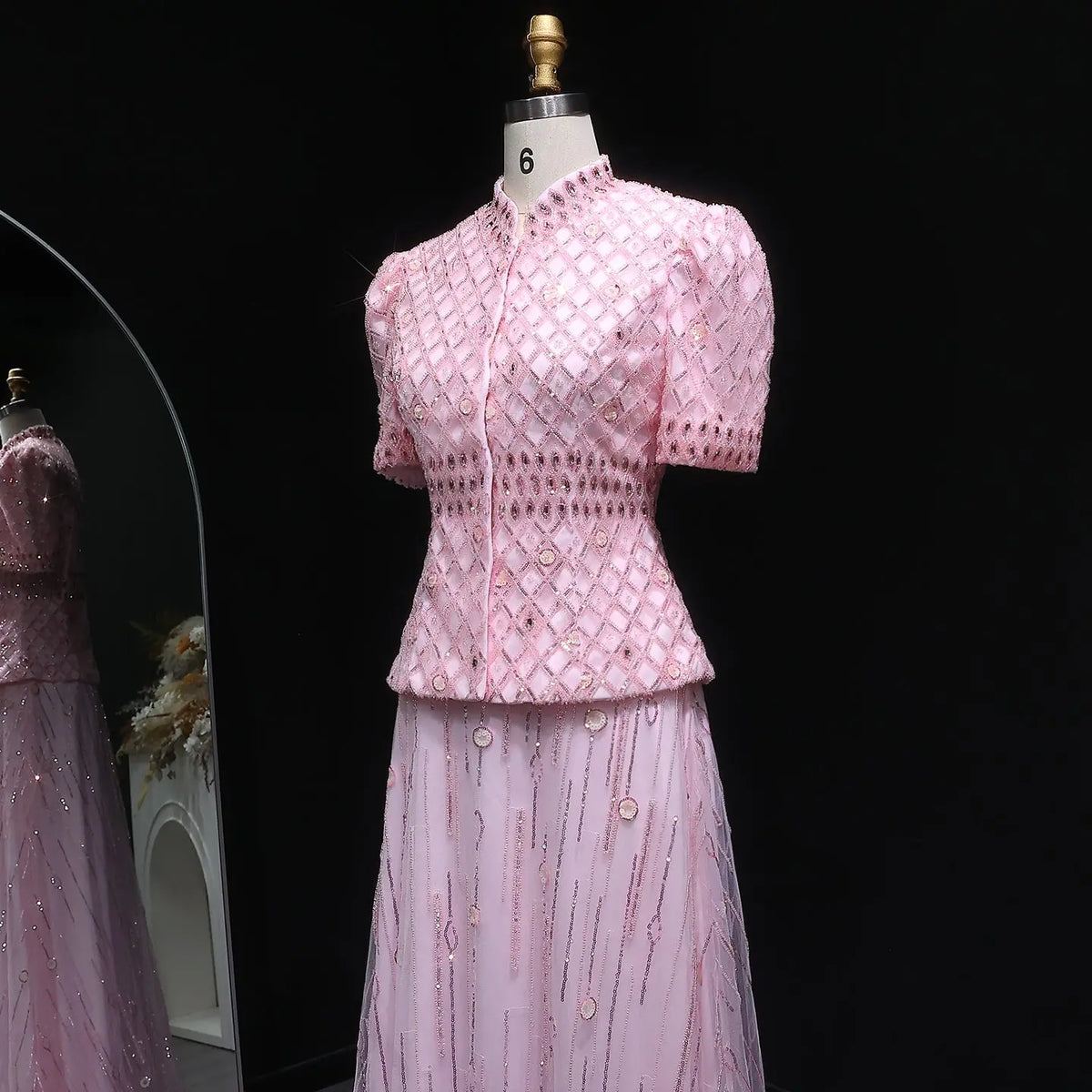 Luxury Pink Crystal Two Piece  Evening Dresses Wedding Party SS546 