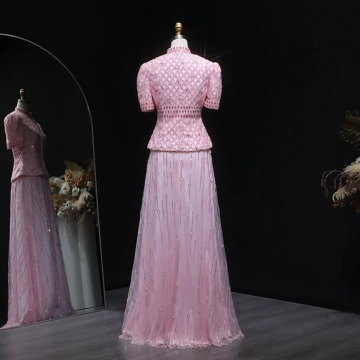 Luxury Pink Crystal Two Piece Evening Dresses Wedding Party SS546 Luxury Pink Crystal Two Piece Evening Dresses Wedding Party SS546