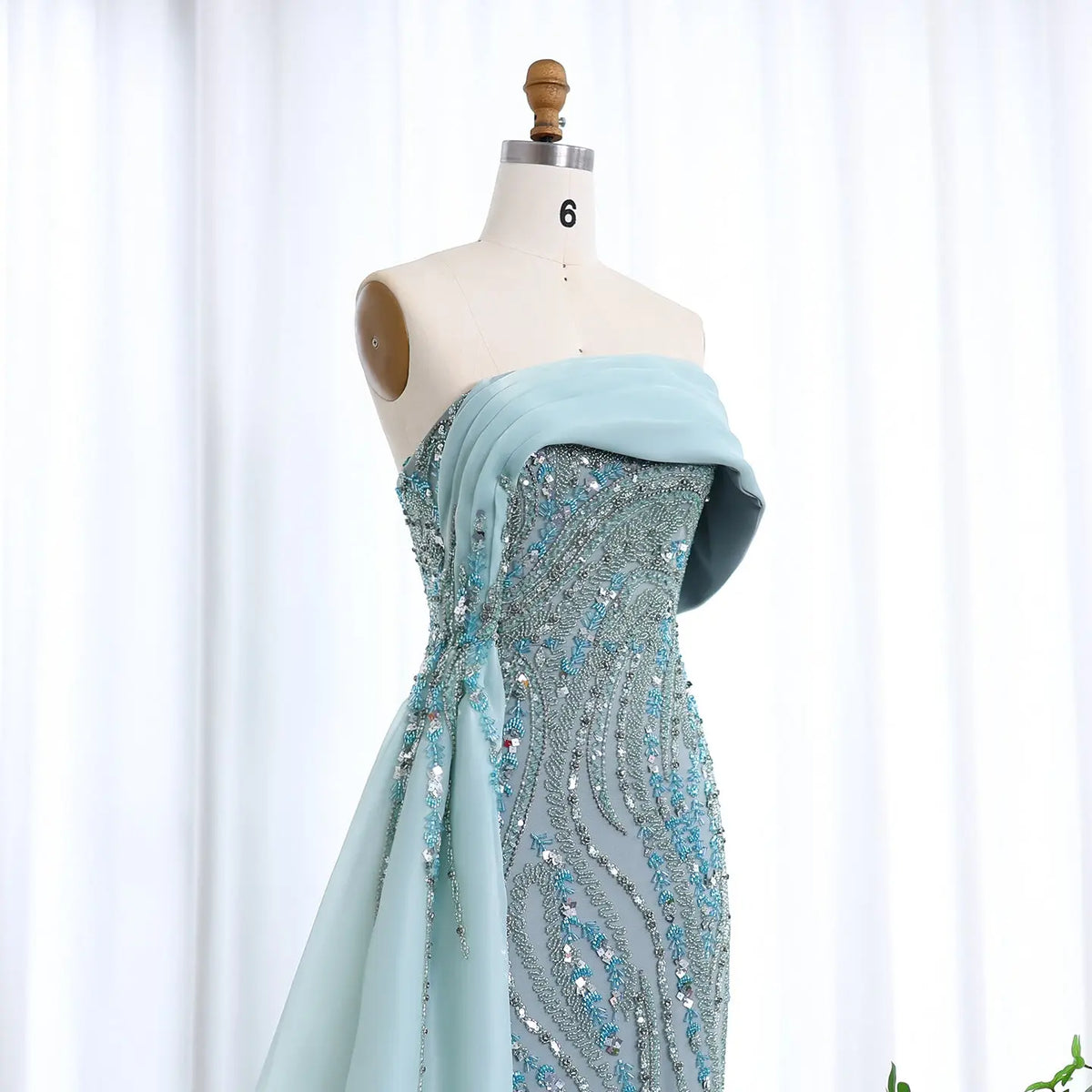 Final Sale Luxury Turquoise One Shoulder Evening Dress with Overskirt SS572 Final Sale Luxury Turquoise One Shoulder Evening Dress with Overskirt SS572