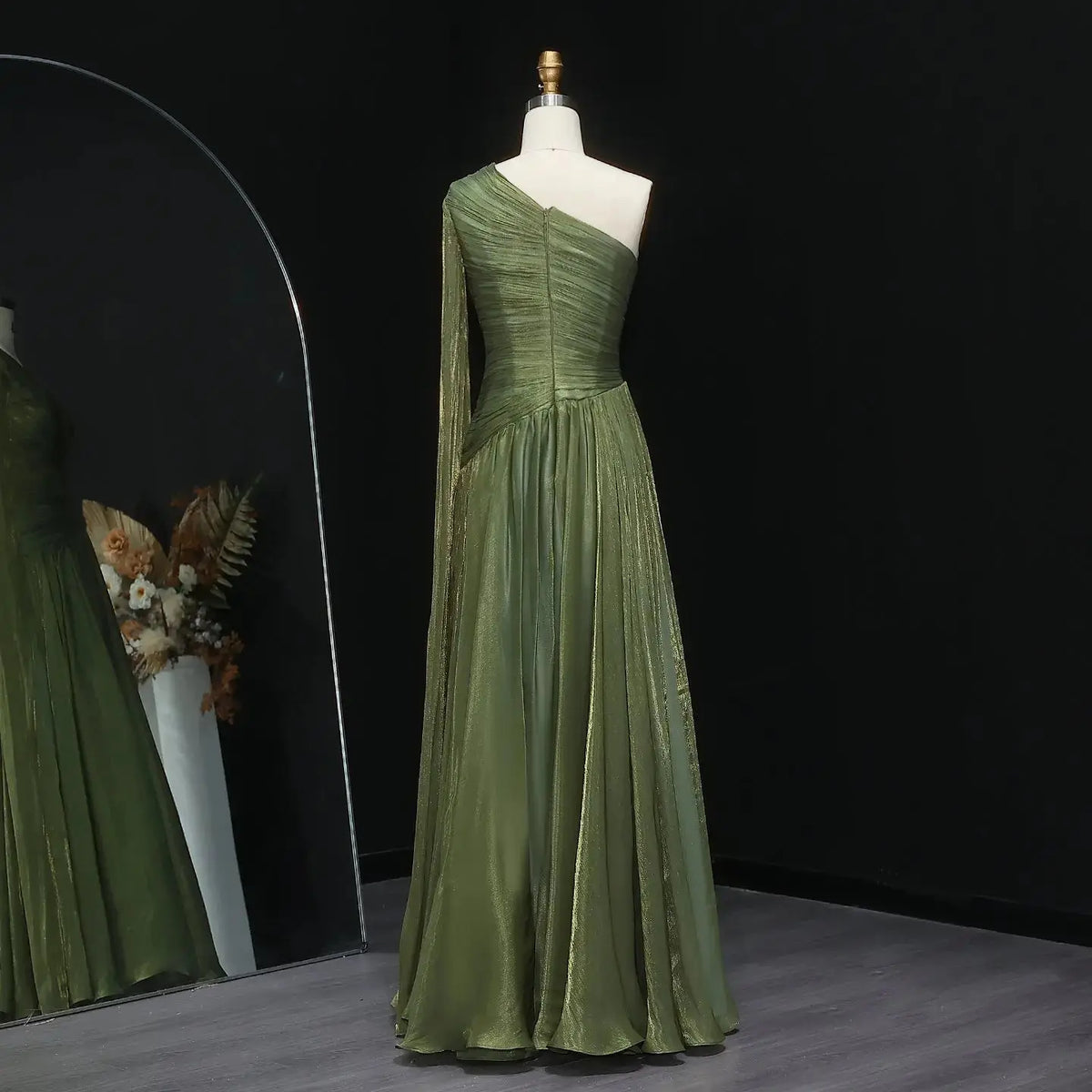 Elegant Green One Shoulder A-Line Evening Dress SF406 Elegant Green One Shoulder A-Line Evening Dress SF406
