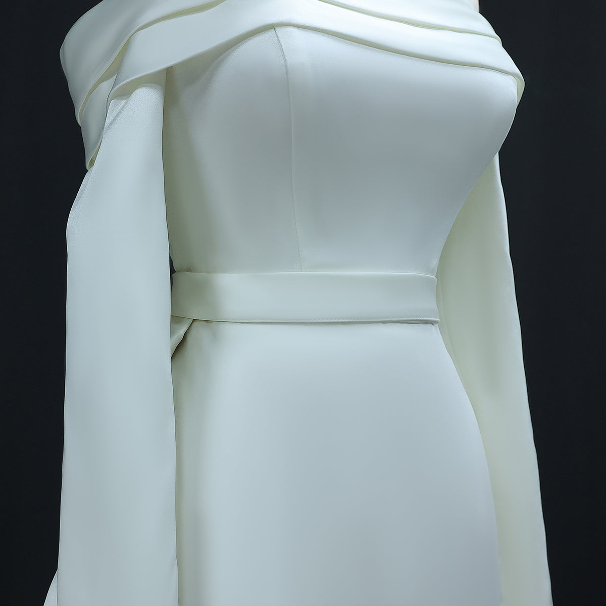 Luxury Minimalist Off Shoulder Wedding Dress with Overskirt SW516 