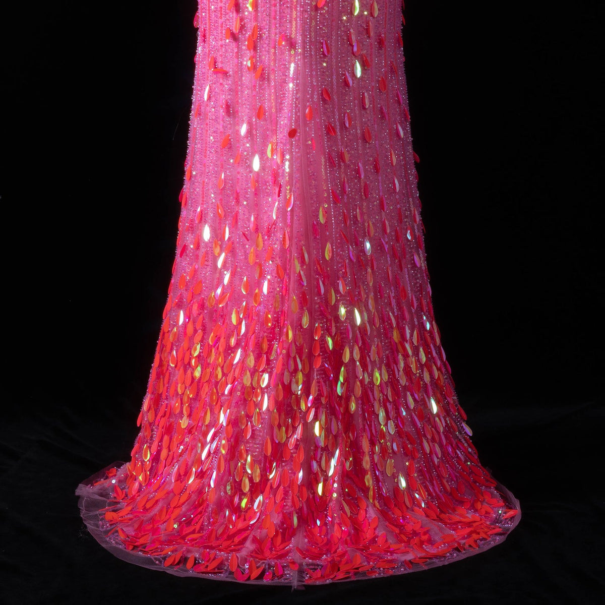 Luxury Fuchsia Deep V Sequin Cutout High-Slit Mermaid Prom Dress SH351 
