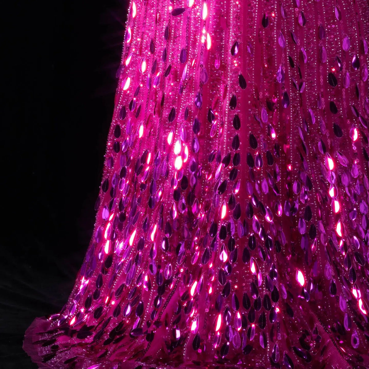 Luxury Fuchsia Deep V Sequin Cutout High-Slit Mermaid Prom Dress SH351 
