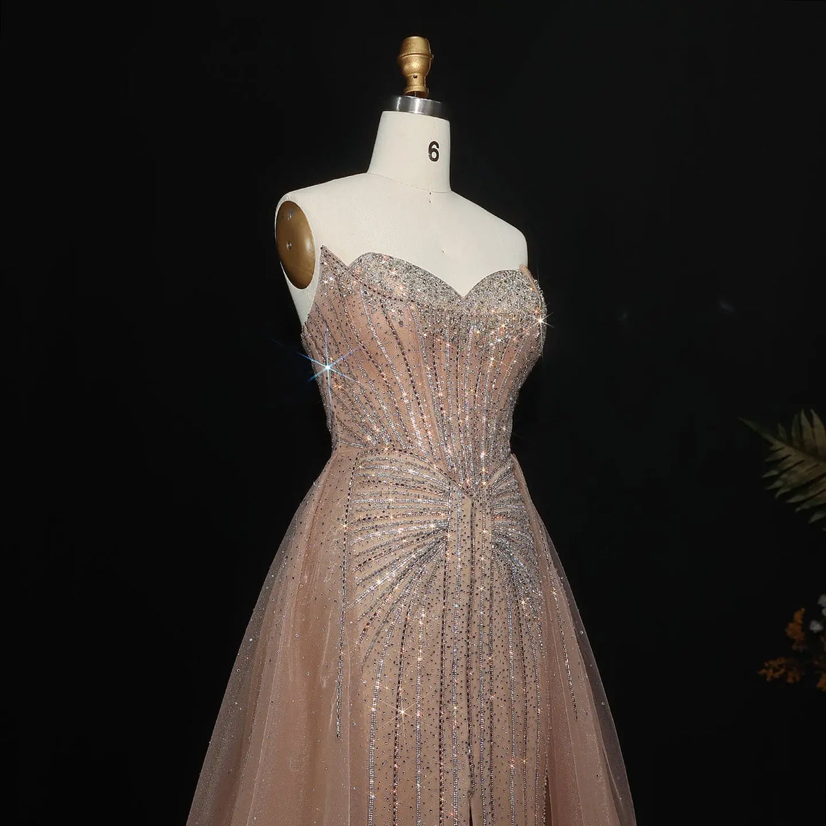 Sparkle Strapless Champagne Evening Dress with Overskirt SS360 Sparkle Strapless Champagne Evening Dress with Overskirt SS360