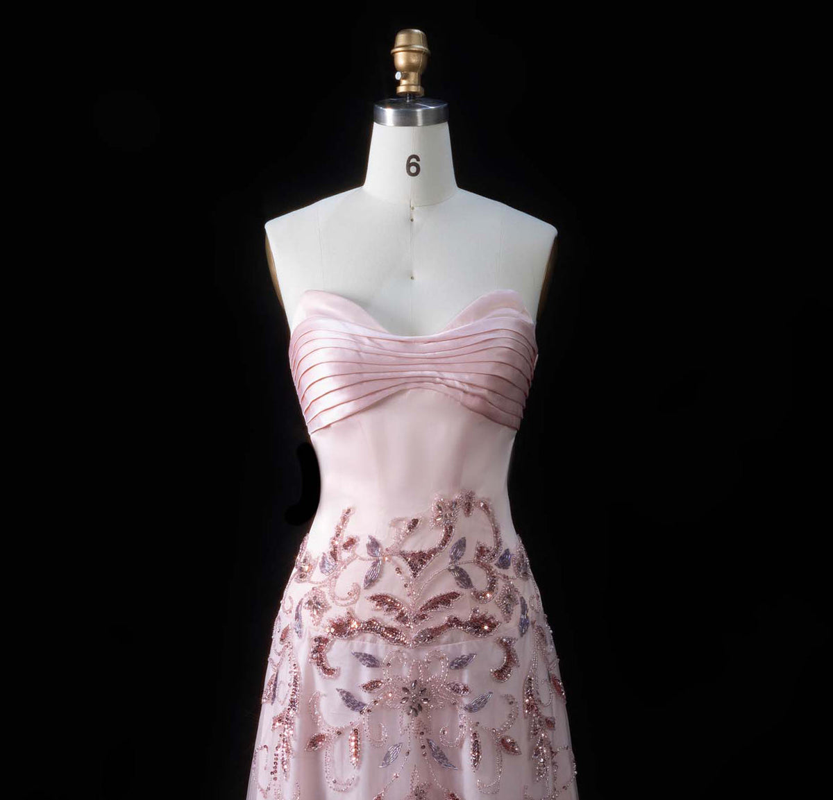 Luxury Pink Embroidered Beaded Strapless Fitted Evening Dress SS529 - SHARONSAID