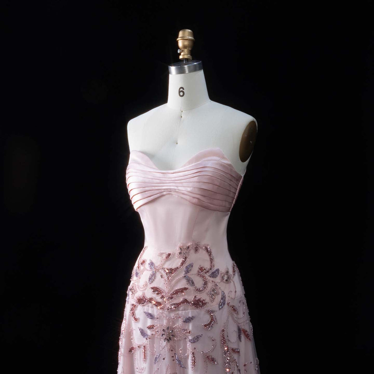 Luxury Pink Embroidered Beaded Strapless Fitted Evening Dress SS529 - SHARONSAID