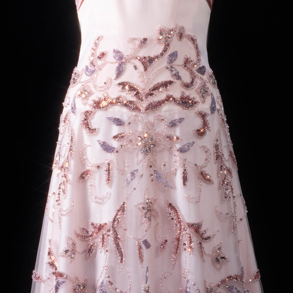Luxury Pink Embroidered Beaded Strapless Fitted Evening Dress SS529 - SHARONSAID