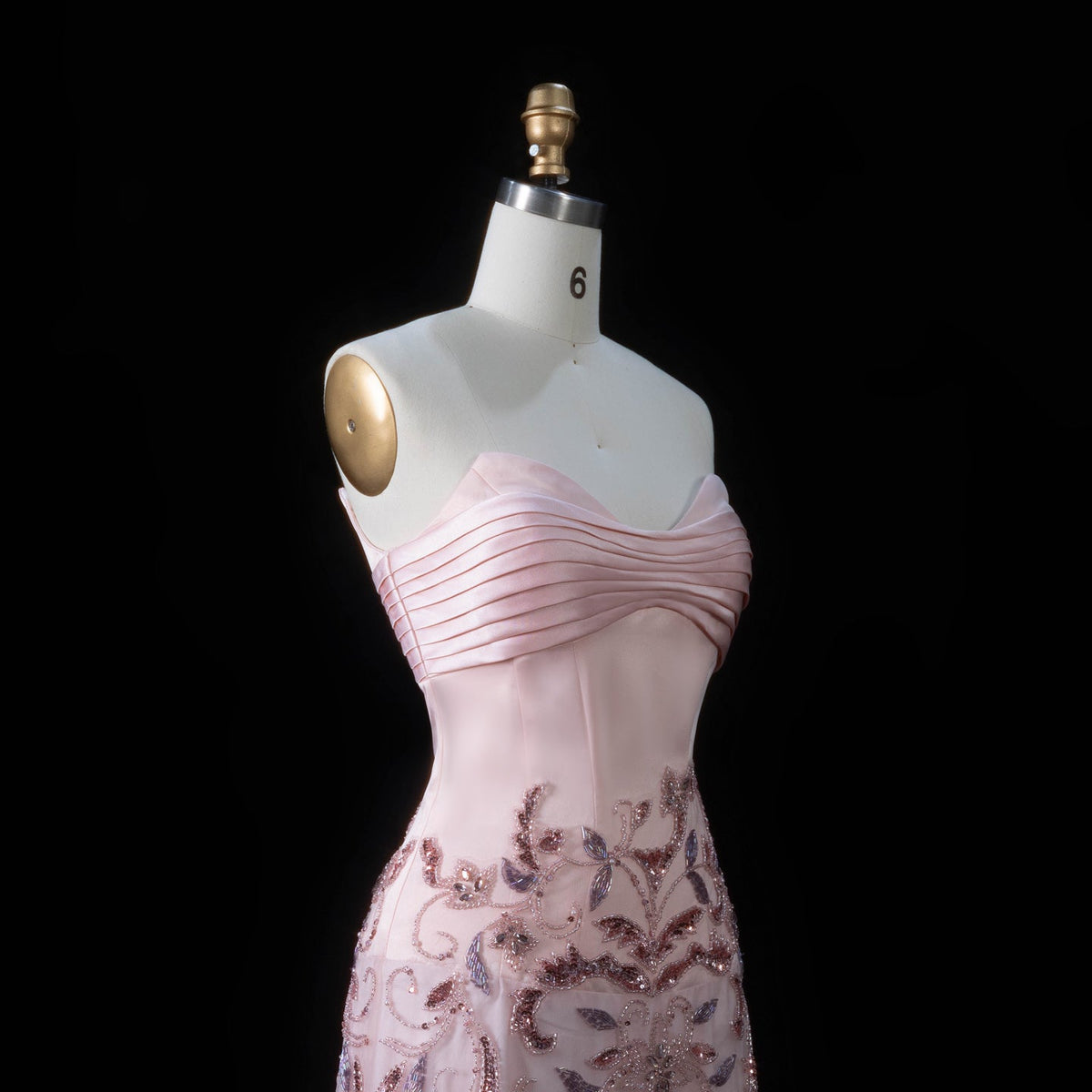 Luxury Pink Embroidered Beaded Strapless Fitted Evening Dress SS529 - SHARONSAID