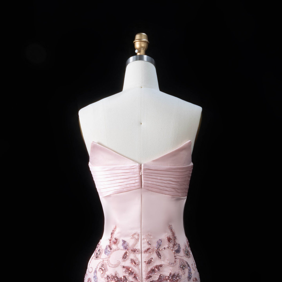 Luxury Pink Embroidered Beaded Strapless Fitted Evening Dress SS529 - SHARONSAID