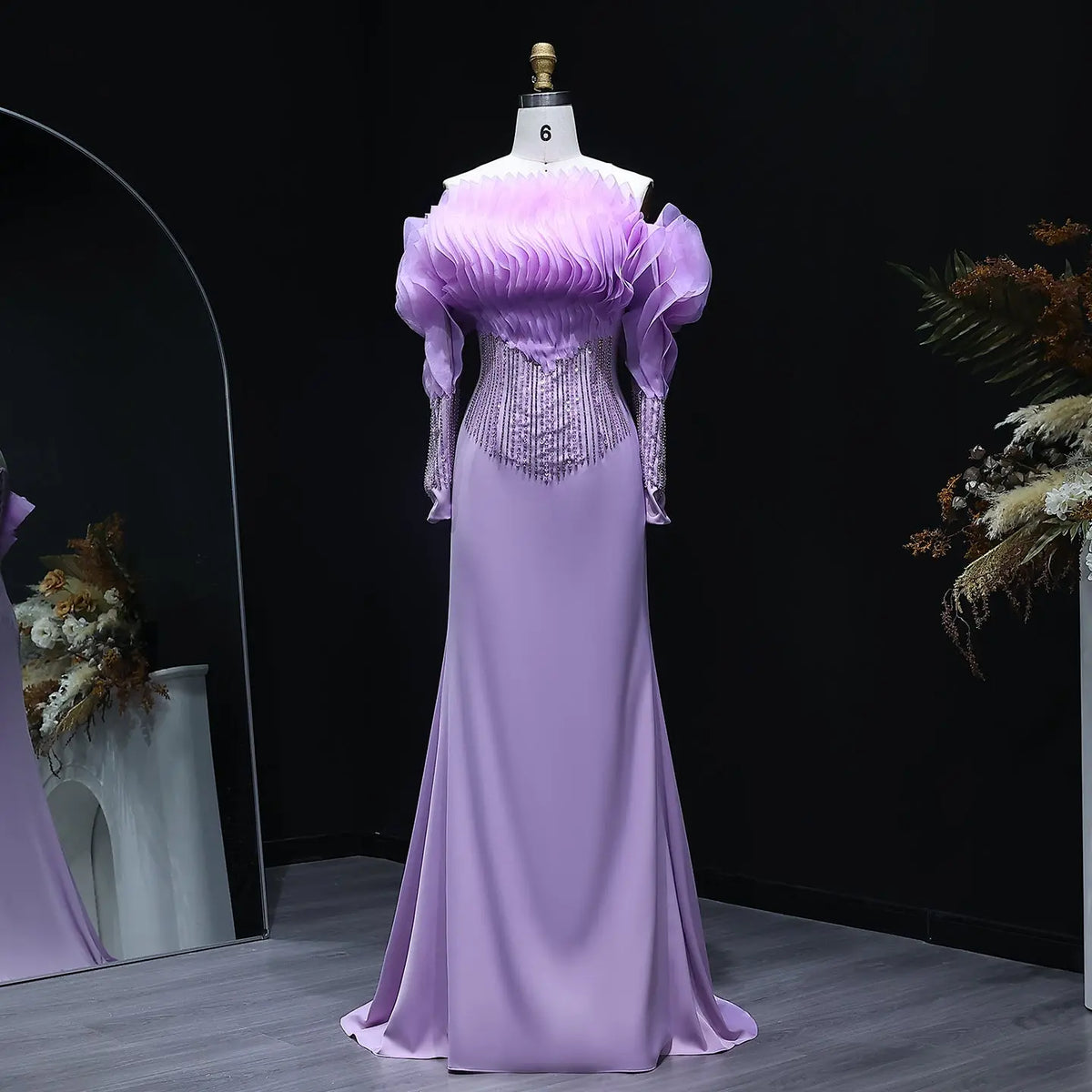 Elegant Off the Shoulder Lilac Evening Dress XD-006 