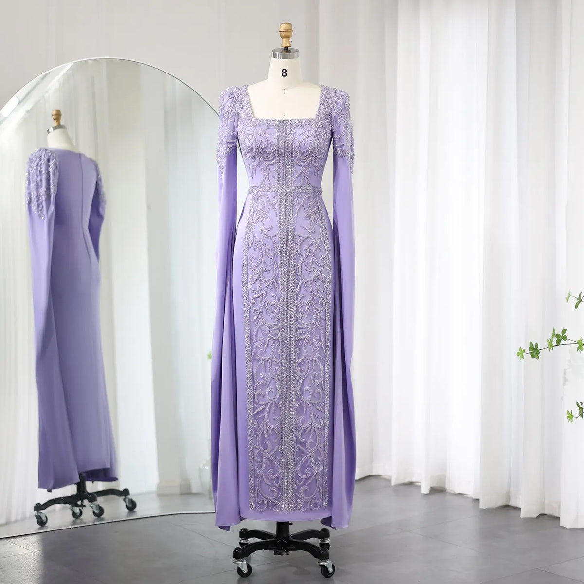 Luxury Blue Muslim Evening Dress with Cape Sleeves SS365 Luxury Blue Muslim Evening Dress with Cape Sleeves SS365
