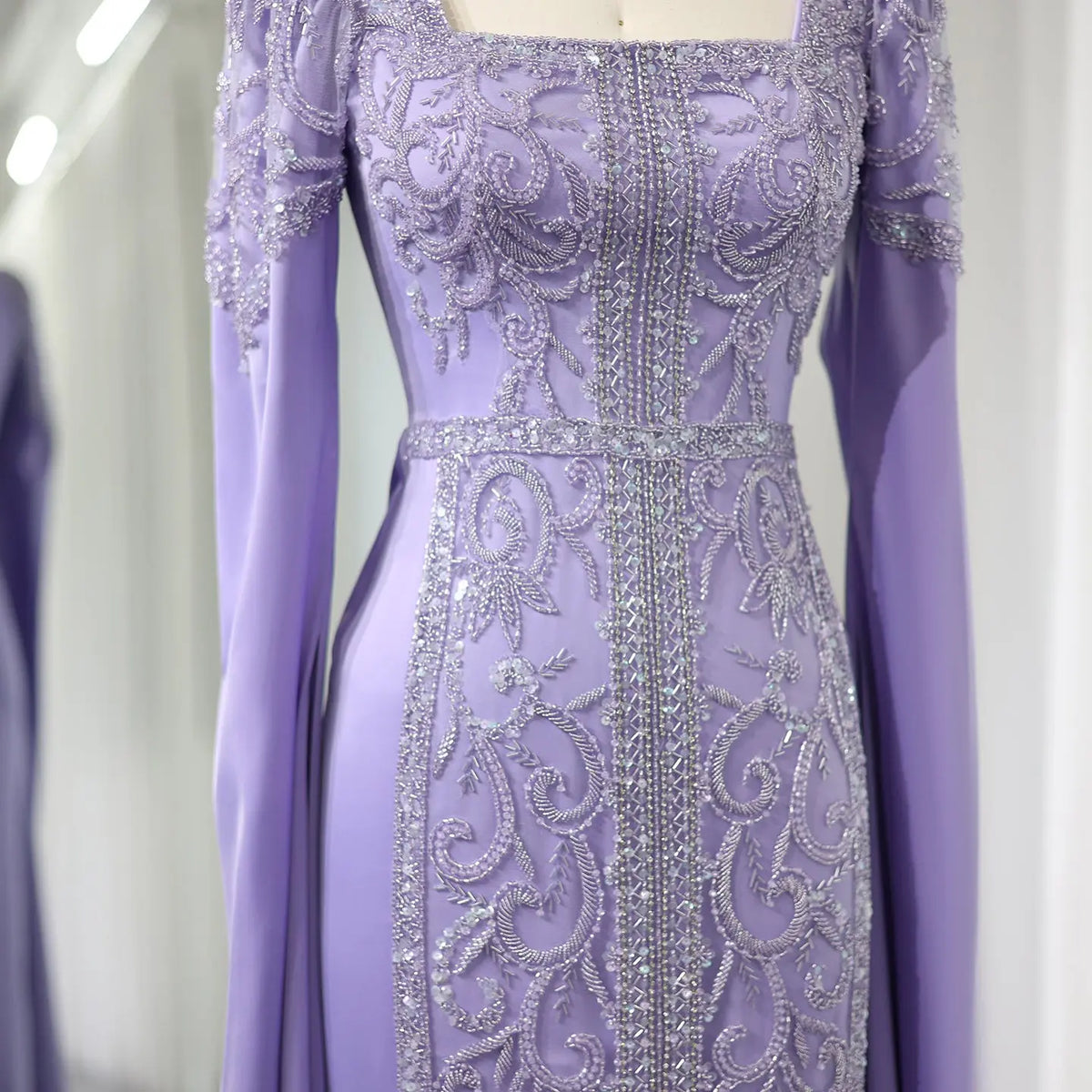 Luxury Blue Muslim Evening Dress with Cape Sleeves SS365 Luxury Blue Muslim Evening Dress with Cape Sleeves SS365
