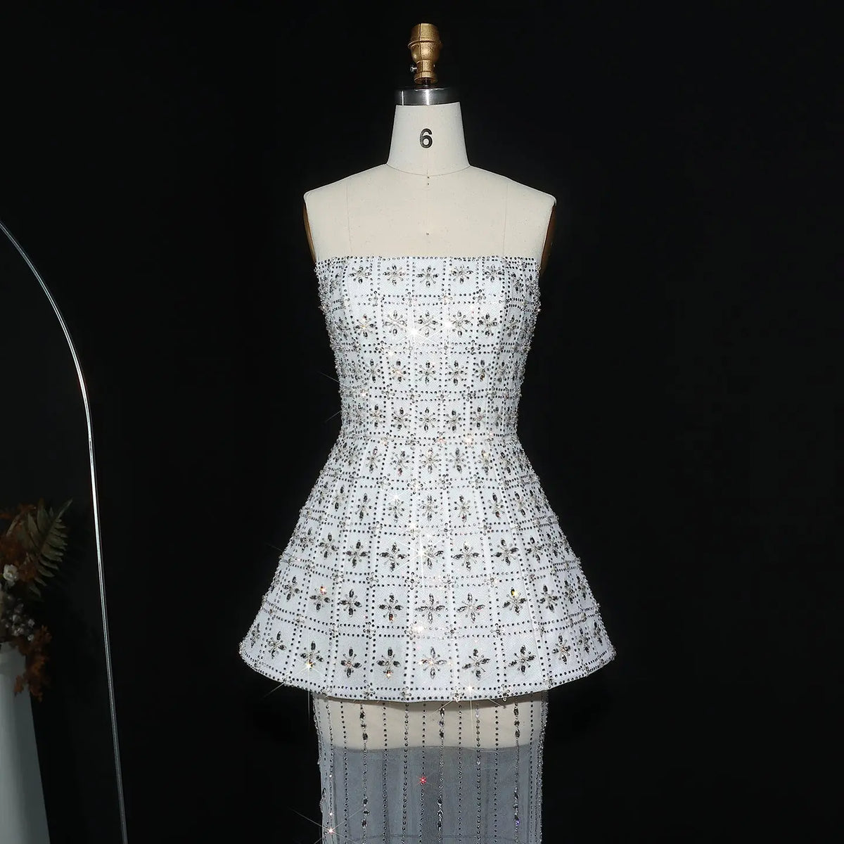 Stunning Strapless Crystal White Evening Dress SS545 