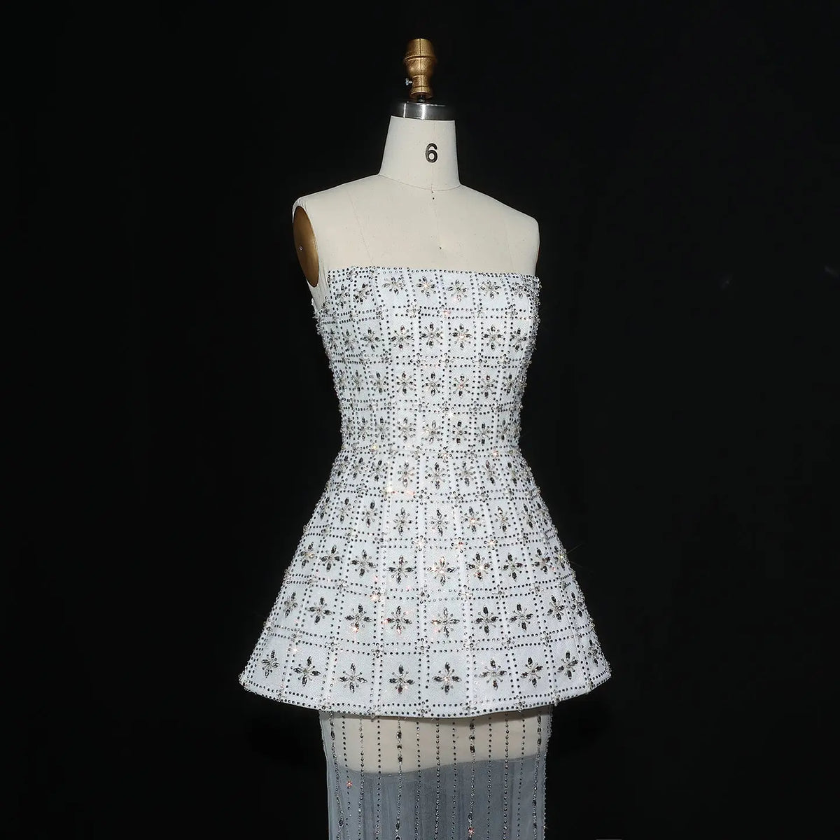 Stunning Strapless Crystal White Evening Dress SS545 