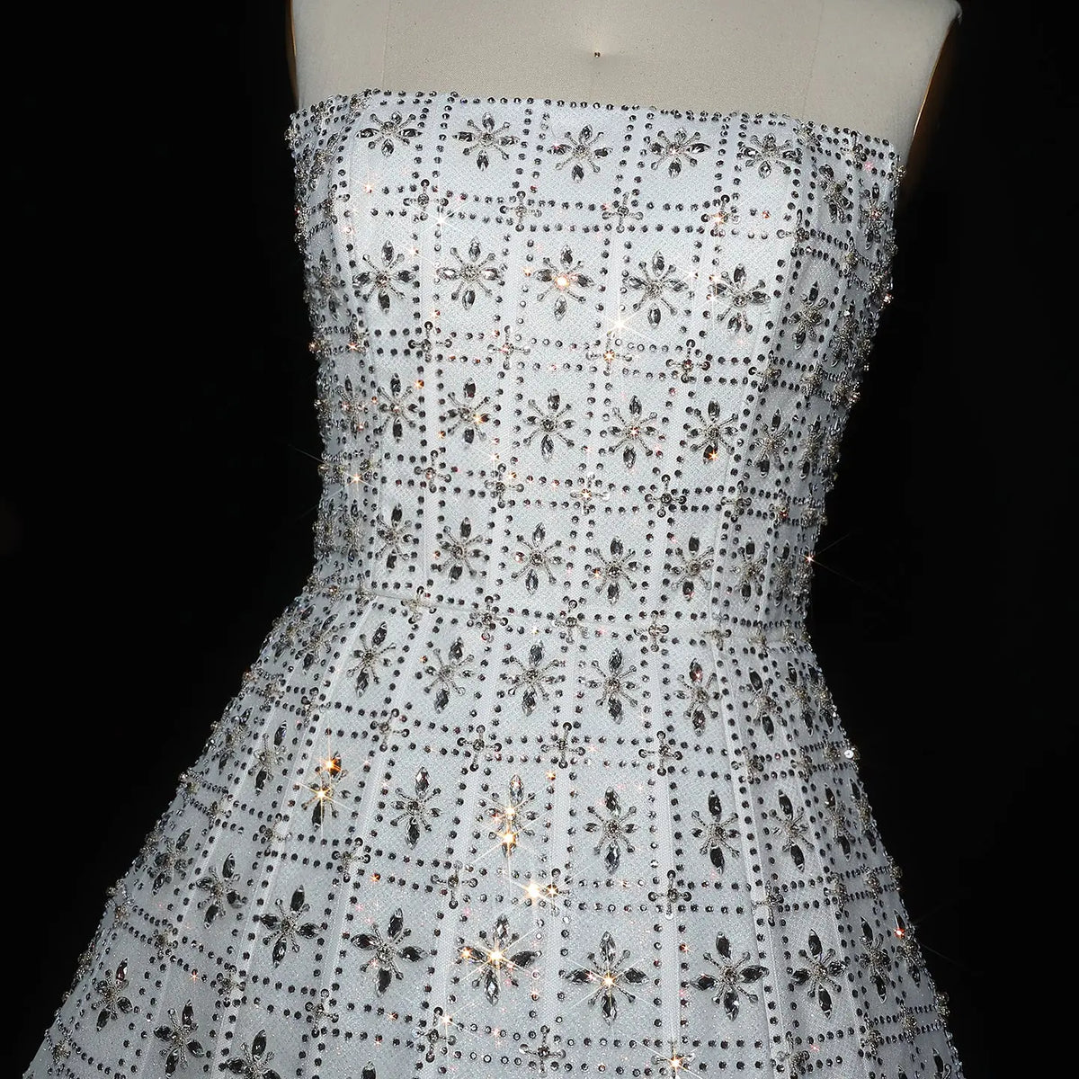 Stunning Strapless Crystal White Evening Dress SS545 