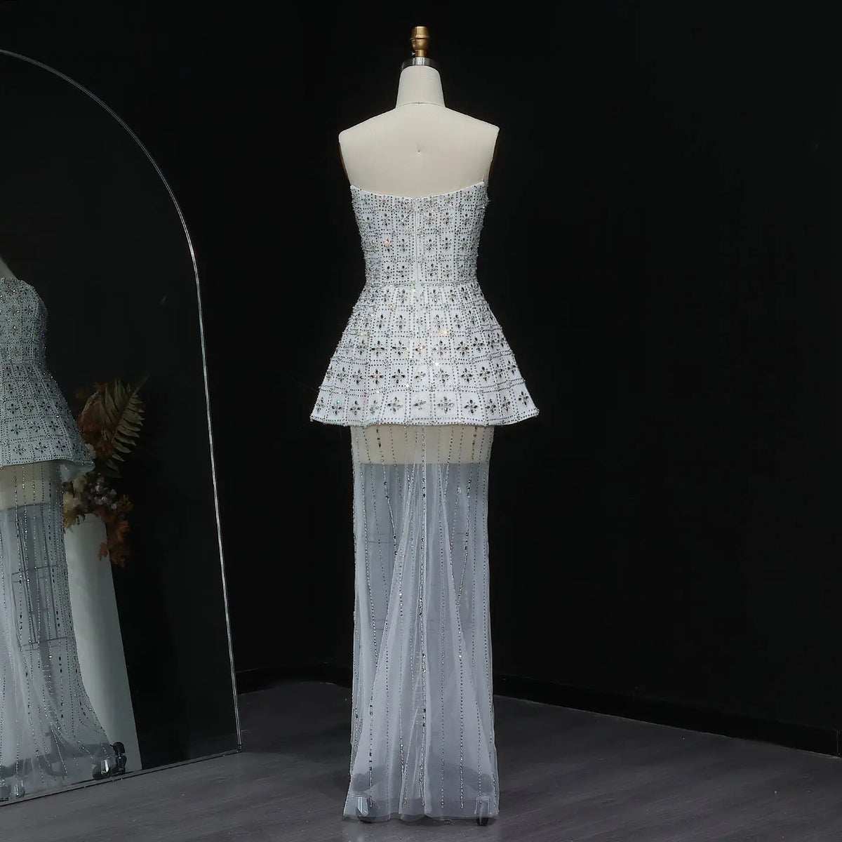 Stunning Strapless Crystal White Evening Dress SS545 