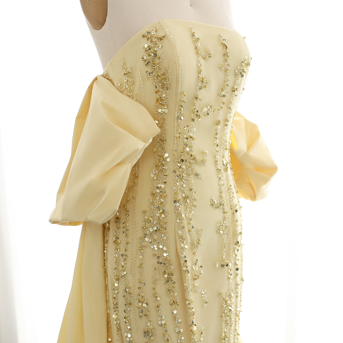 Luxury Blue Strapless Evening Dress with Cape SS454