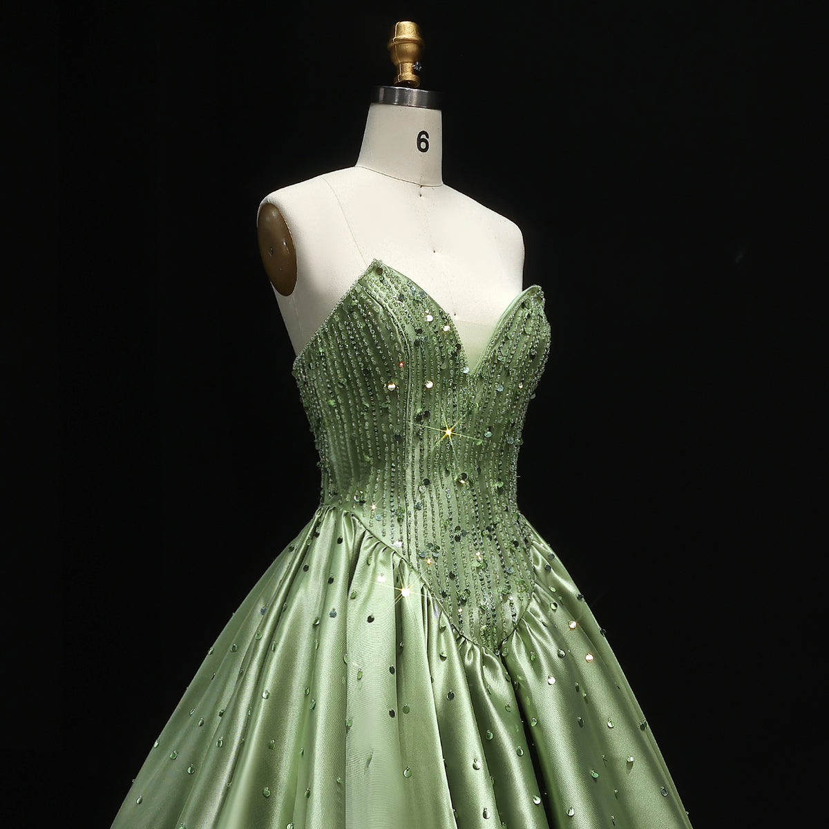 Luxury Green Sequins Beaded Off Shoulder Evening Dress XD011 
