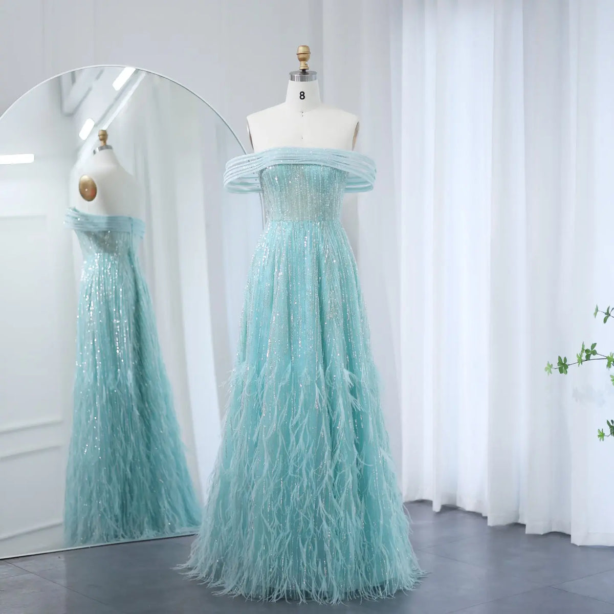 Final Sale Feathers Aqua Off Shoulder Evening Dress Ss435 Final Sale Feathers Aqua Off Shoulder Evening Dress Ss435