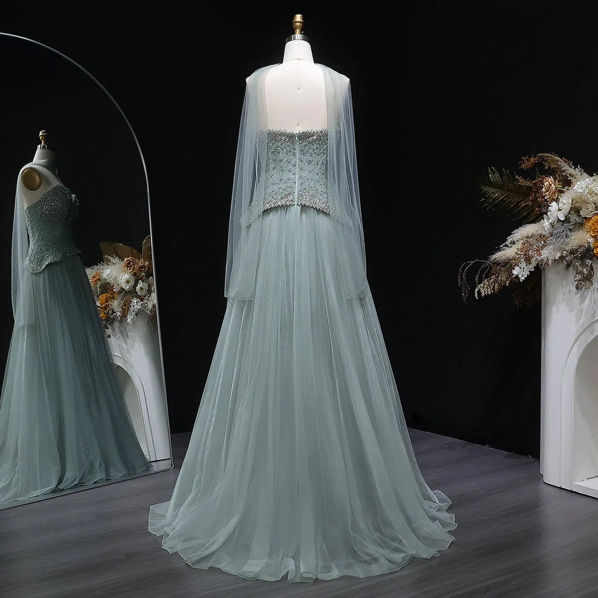 beaded sage green dress Primavera Couture 4382 Size 6 Sage Long Beaded Prom Dress