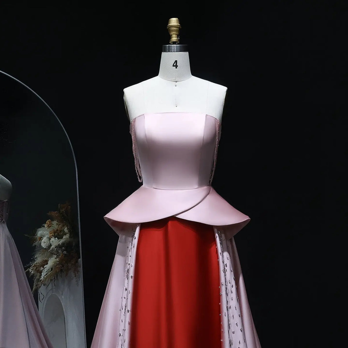 Elegant Strapless Pink and Red Two-Tone Evening Dress SS244 Elegant Strapless Pink and Red Two-Tone Evening Dress SS244