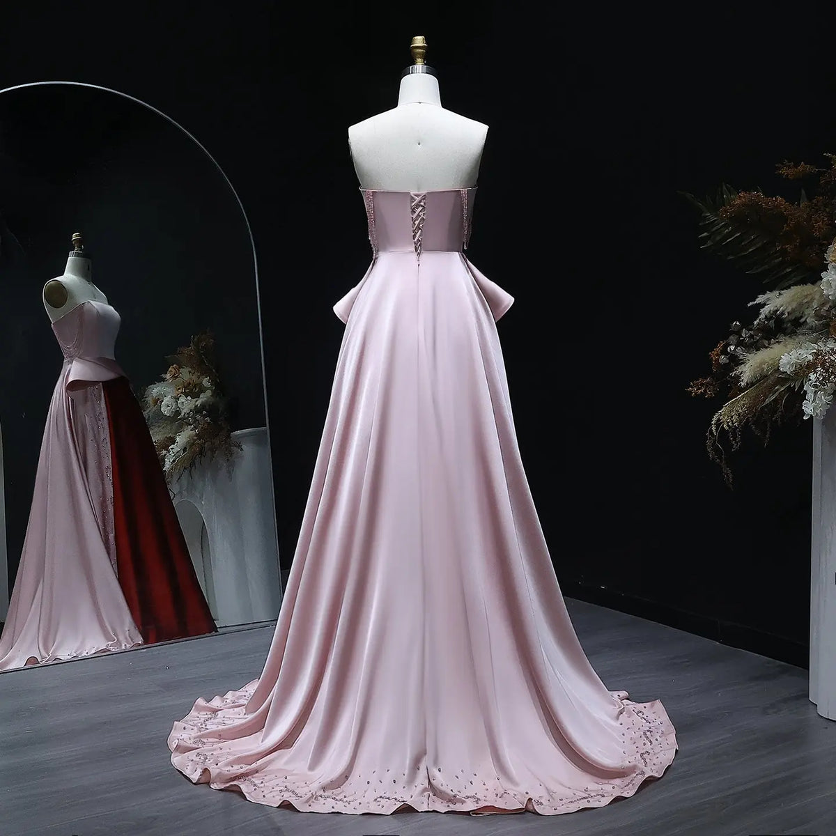 Elegant Strapless Pink and Red Two-Tone Evening Dress SS244 Elegant Strapless Pink and Red Two-Tone Evening Dress SS244