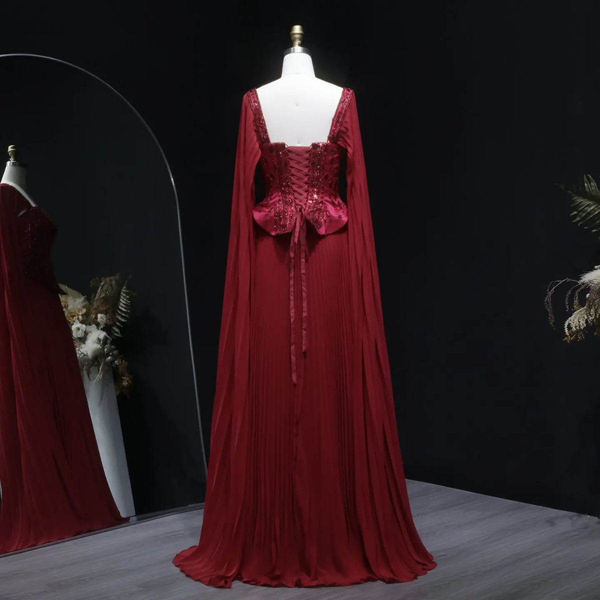 wine red dress lace Wine Red Lace Dress - Midi Trumpet Dress - Lace Bustier Dress