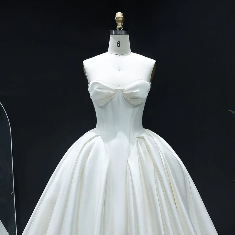 Luxury Sweetheart Satin Ball Gown Wedding Dress with Overskirt SW010 