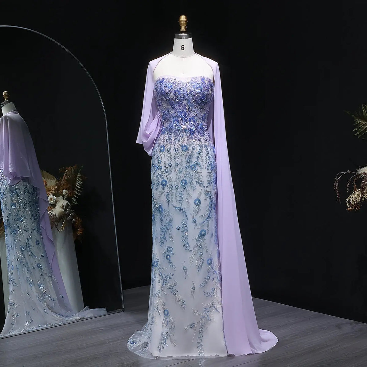 silver lilac dress Silver Lilac Embellished Chiffon Dress 07659