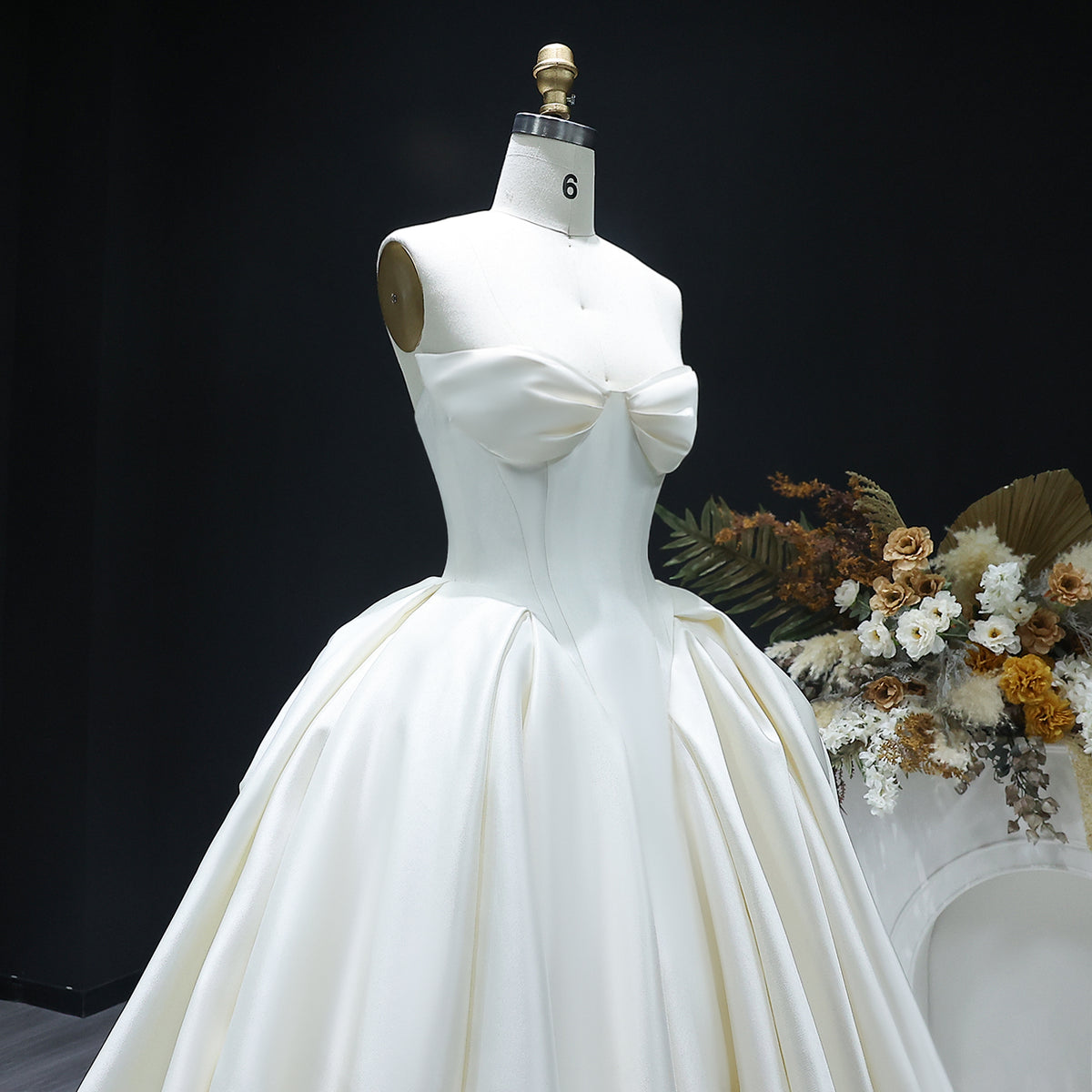 Luxury Sweetheart Satin Ball Gown Wedding Dress with Overskirt SW010 