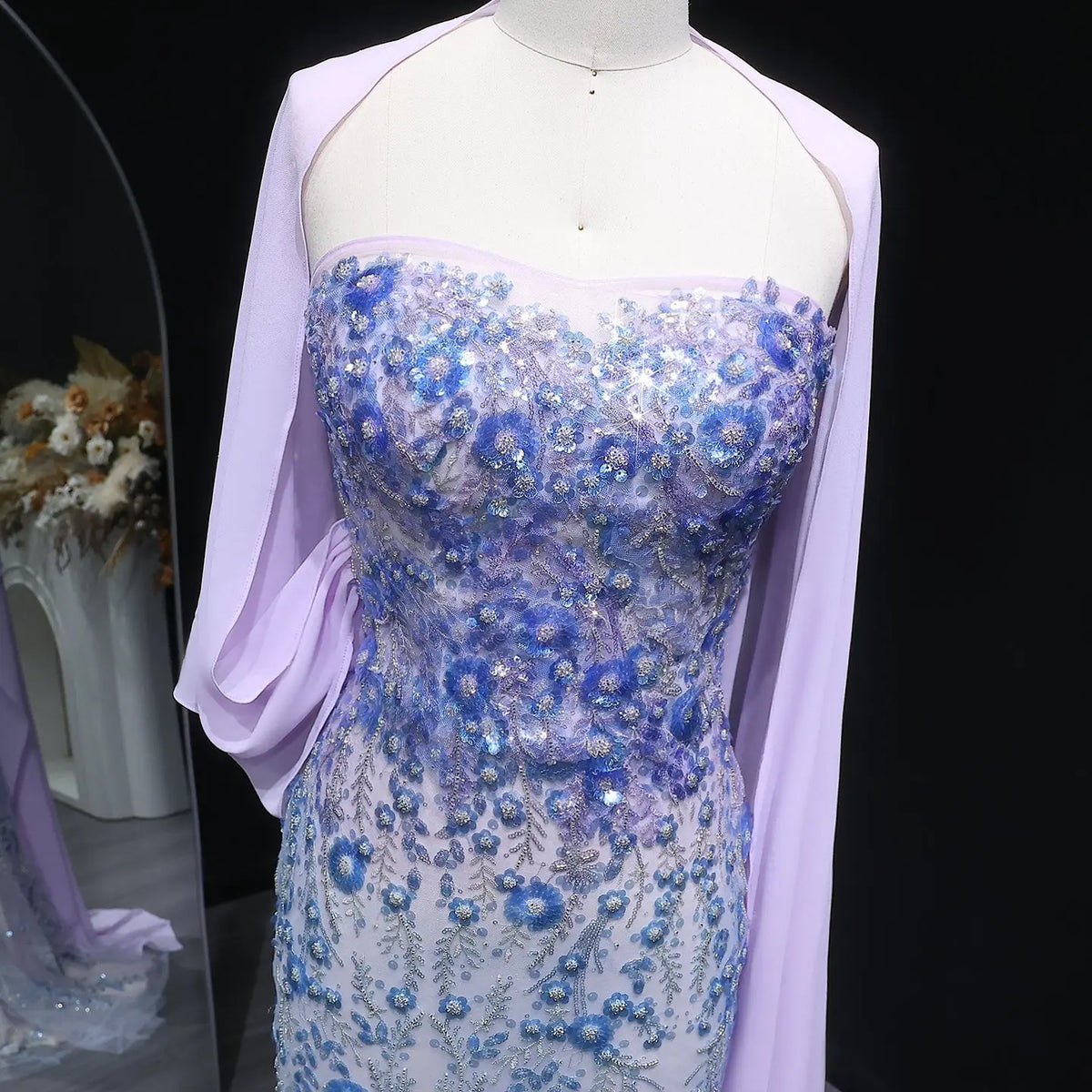 silver and lilac dress Lilac Long Beading Prom Dresses with Cap Sleeves Slit Evening Dress GP MyGirlProm.com