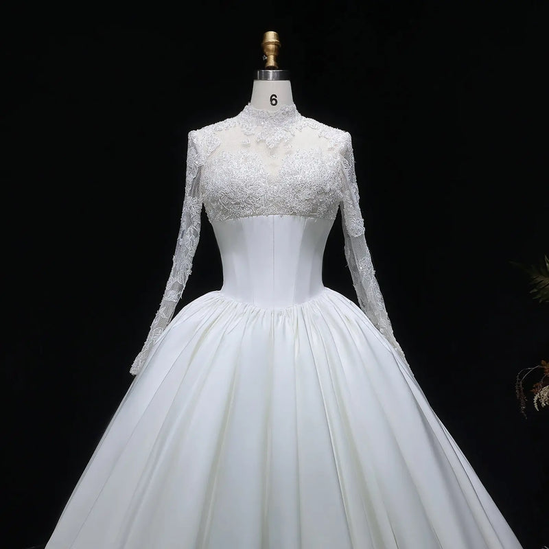 Classic Long Sleeve Lace Ball Gown Wedding Dress SW075 