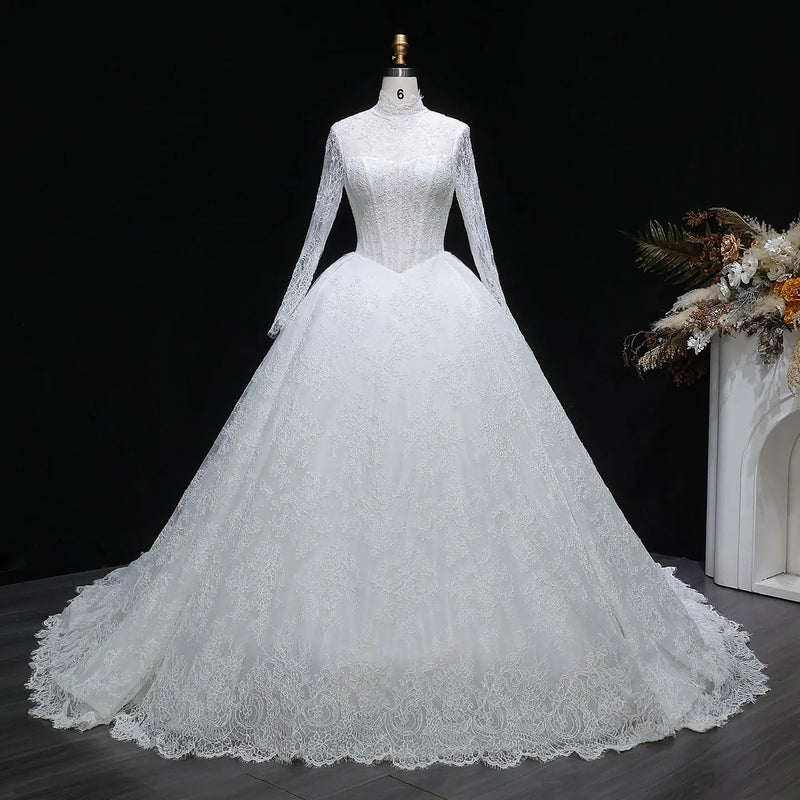 Luxury High Neck Lace Wedding Dress SW519 