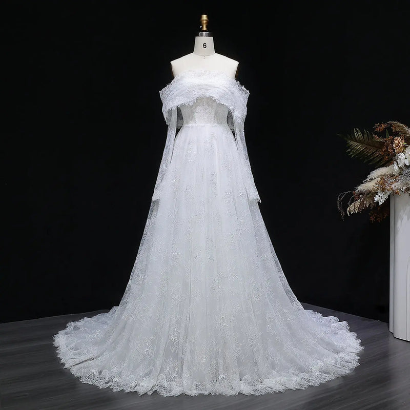 Luxury Off Shoulder Wedding Dress with Long Sleeves SW542 