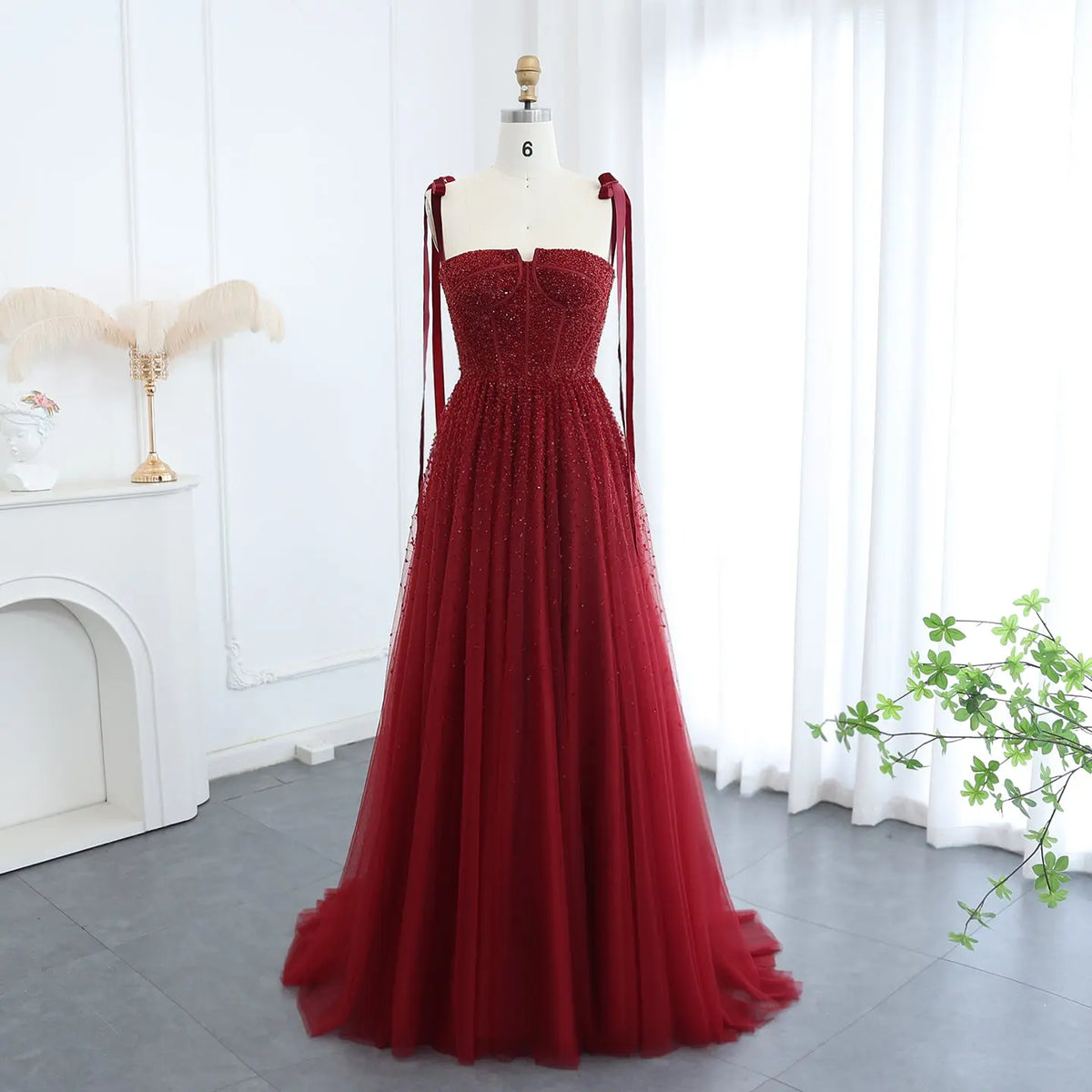 Luxury Beaded Red Evening Dresses with Straps SS263 Luxury Beaded Red Evening Dresses with Straps SS263