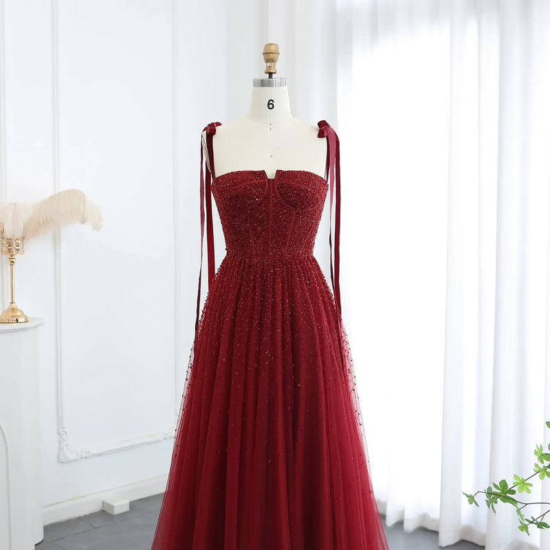 Luxury Beaded Red Evening Dresses with Straps SS263 